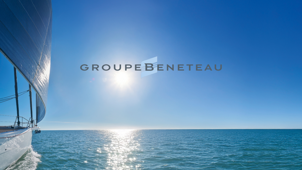 Beneteau Group logo on background of sunny sky