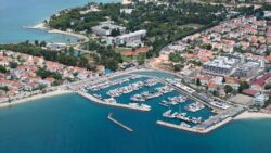 Sunny marina aerial shot