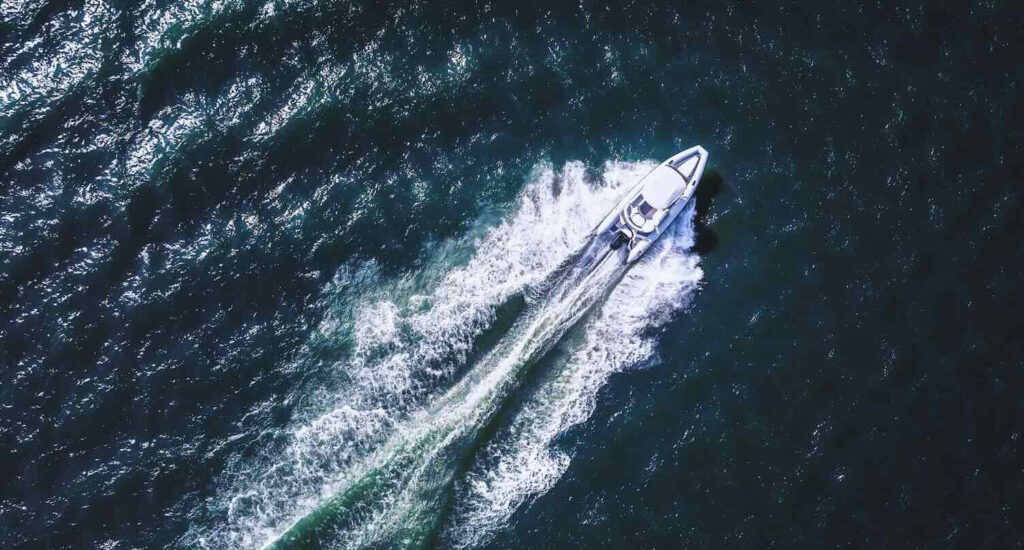 aerial view of boat in water