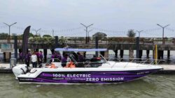 Purple hulled electric small speed boat