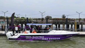 Purple hulled electric small speed boat
