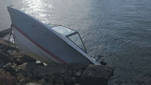 boat crashed onto rocks after being driven by allegedly drunk 21 year old and nearly just missing two ferries