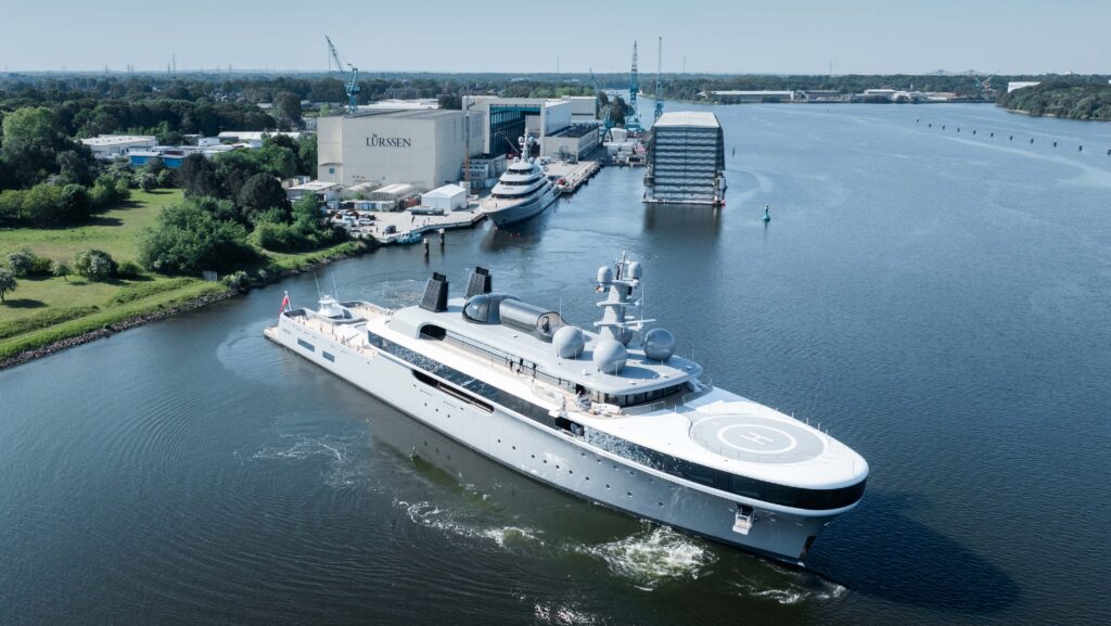 Lürssen's Nausiccä heads out of shipyard