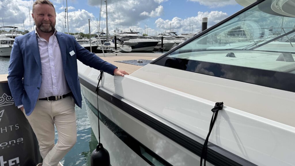 Simon Rosier SE Yachts Director next to Delta 33 Coupe