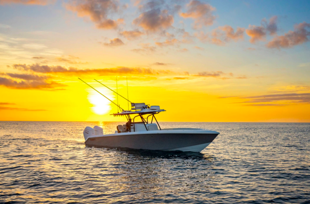Twin Vee Bahama model in sunset