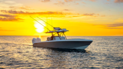 Twin Vee Bahama model in sunset