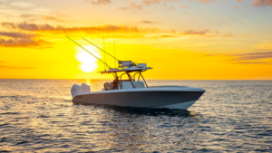 Twin Vee Bahama model in sunset