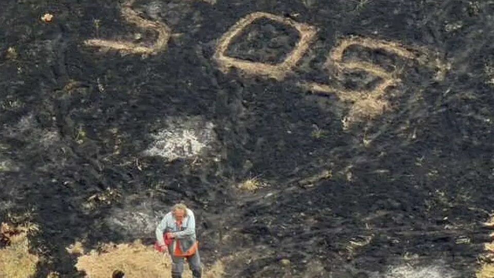 A stranded sailor ignited a fire on Santa Rosa Island after using a flare.