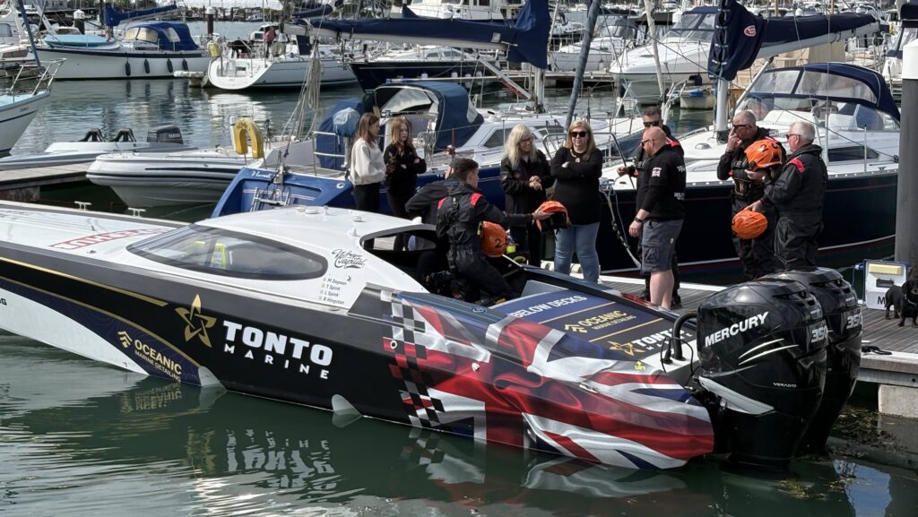 UKOPRA boats in marina with union flag on hull