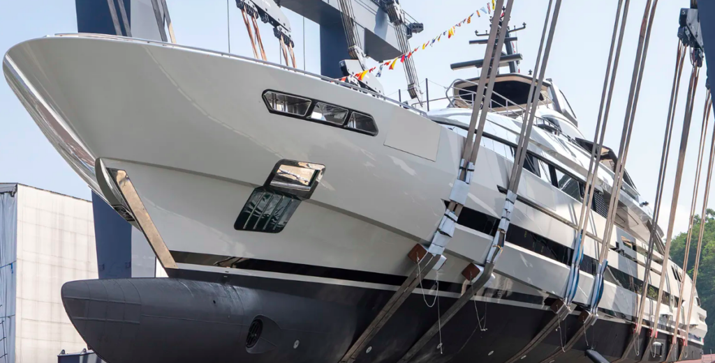 Baglietto FAST50 in cradle prior to launch