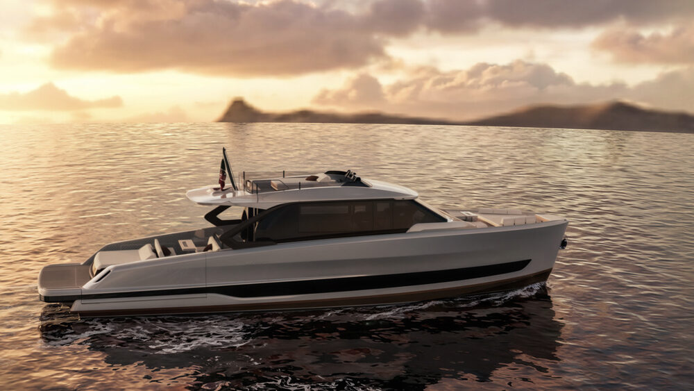 Bellini Group's Astor 68 render on water, side profile