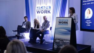 People on stage at Seawork
