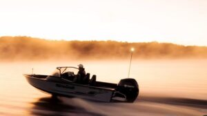 boat at sunset