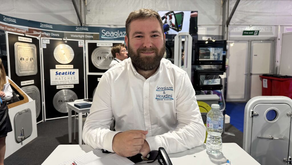 William Mulhall Seaglaze behind a stand at Seawork