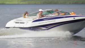 A Crownline speedboat.