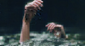 Person with only hands above water