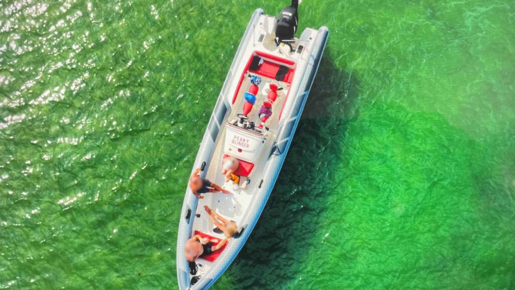 Aerial view of Peaky Blinder RIB boat