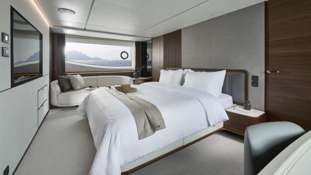 Upholstery fabrics and leather finishes are available for interior and exterior living spaces