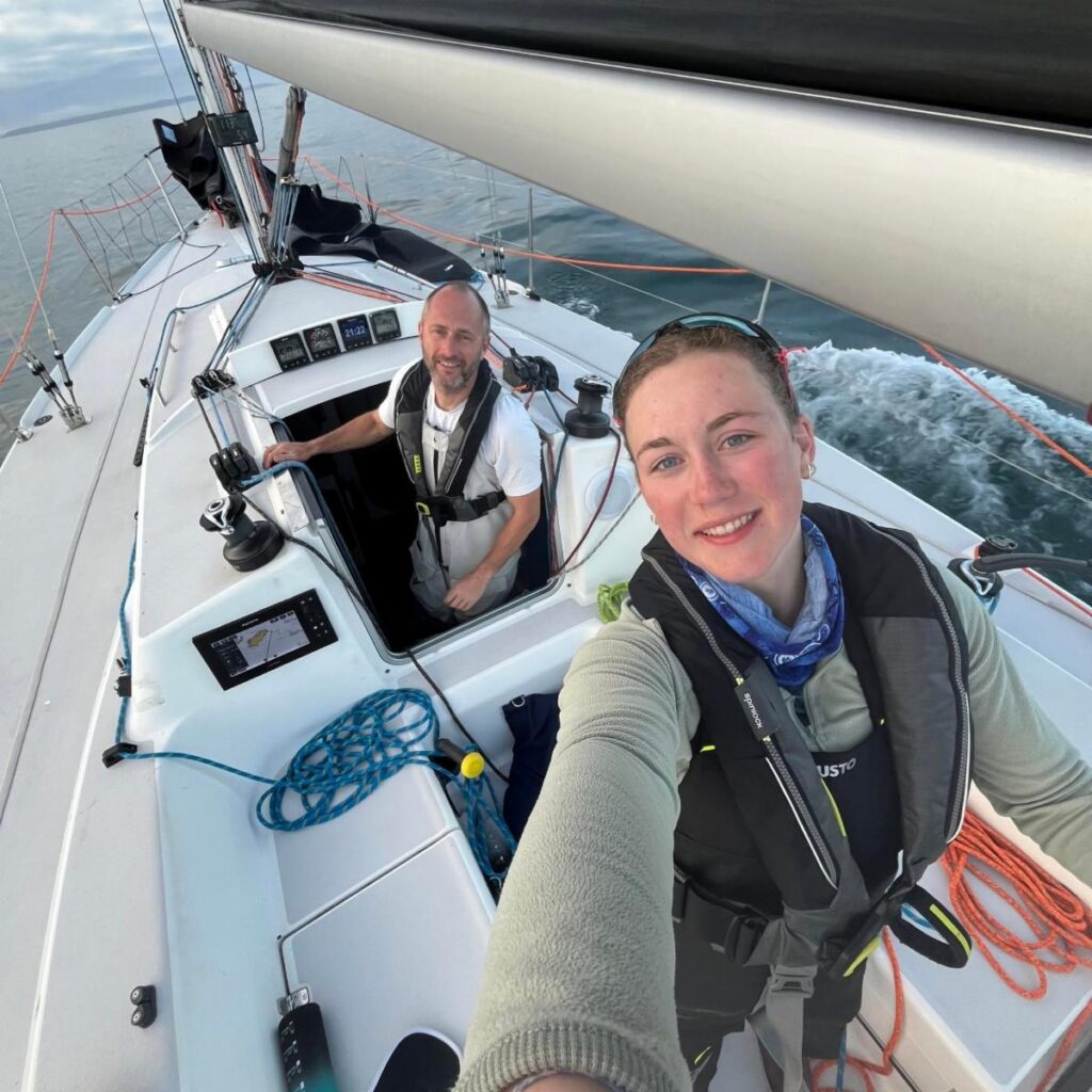 selfie of father and daughter on a sailing boat