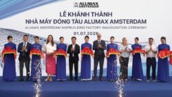 Group of business people in Vietnam on stage at inauguration