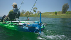man on electric powered kayak