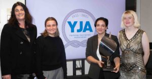 four women on Yachting Journalist of the Year stage