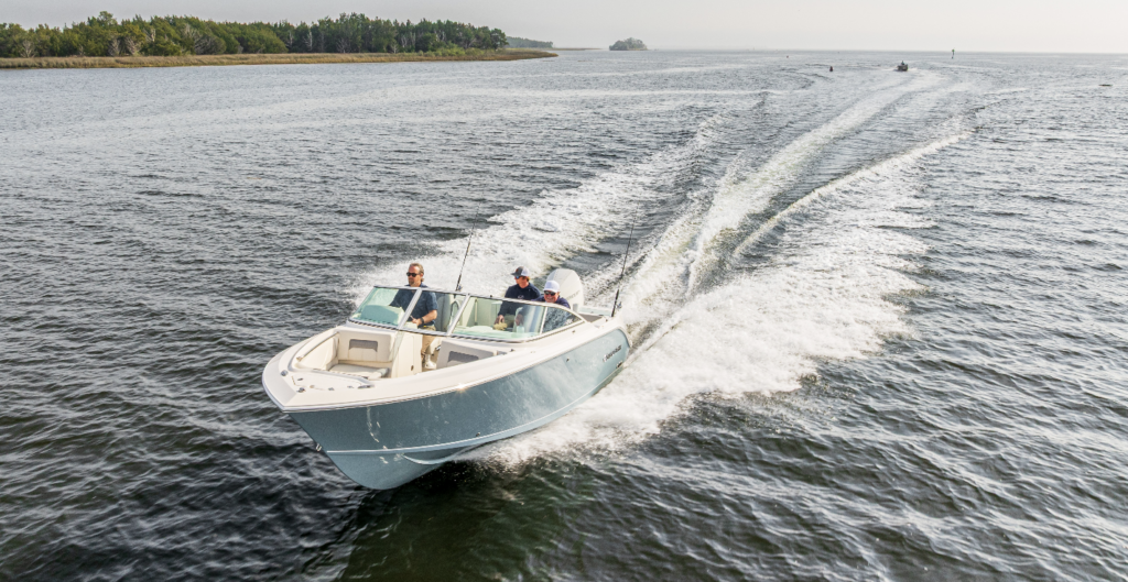 Sailfish Boat underway with wake