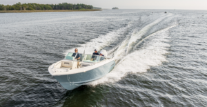 Sailfish Boat underway with wake