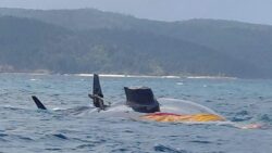 The 25-metre sailing yacht suffers major damage to its keel after striking a suspected rock or reef in Queensland waters