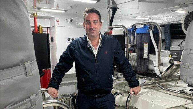Adam Waters in an engine room