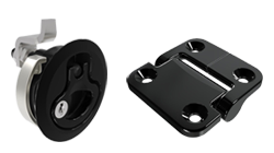 black hinge and latch for marine compartments