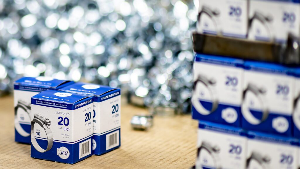 JCS retail box - blue and white packaging