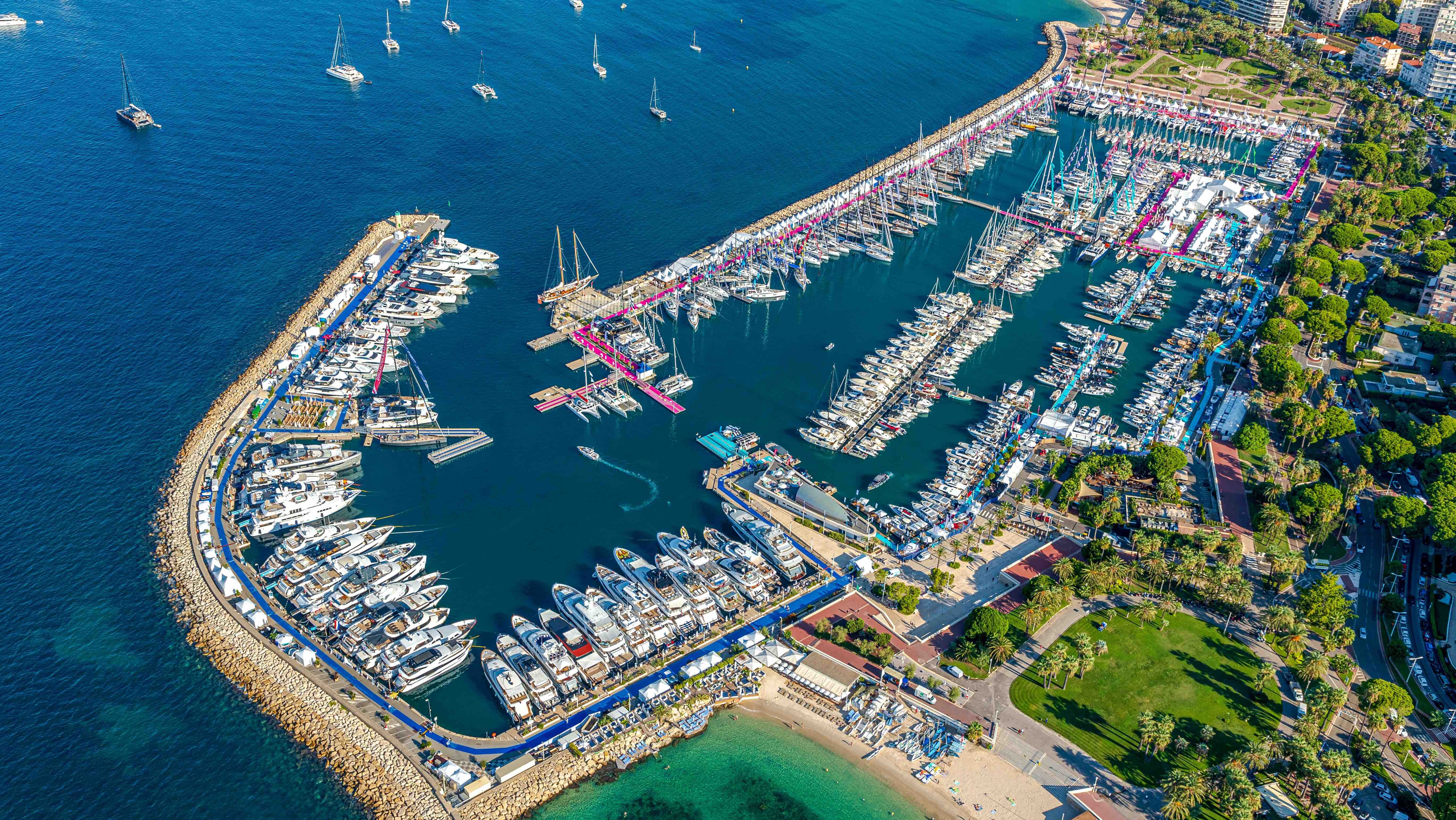 aerial view of Cannes Yachting Festival