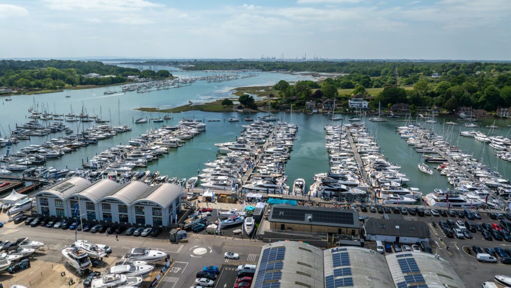 aerial view of Swanwick Marina where several dealers and brokerages are staging a yachting showcase at the same time as SIBS