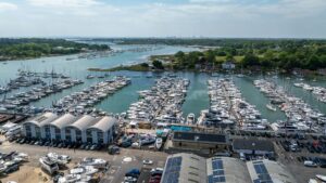 aerial view of Swanwick Marina where several dealers and brokerages are staging a yachting showcase at the same time as SIBS