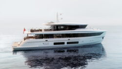 CGI showing the Princess Odyssey 108 33-metre tri-deck superyacht underway