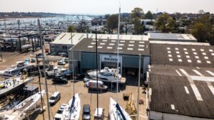 Ancasta Yacht Services facility at Hamble with boats in the yard and marina