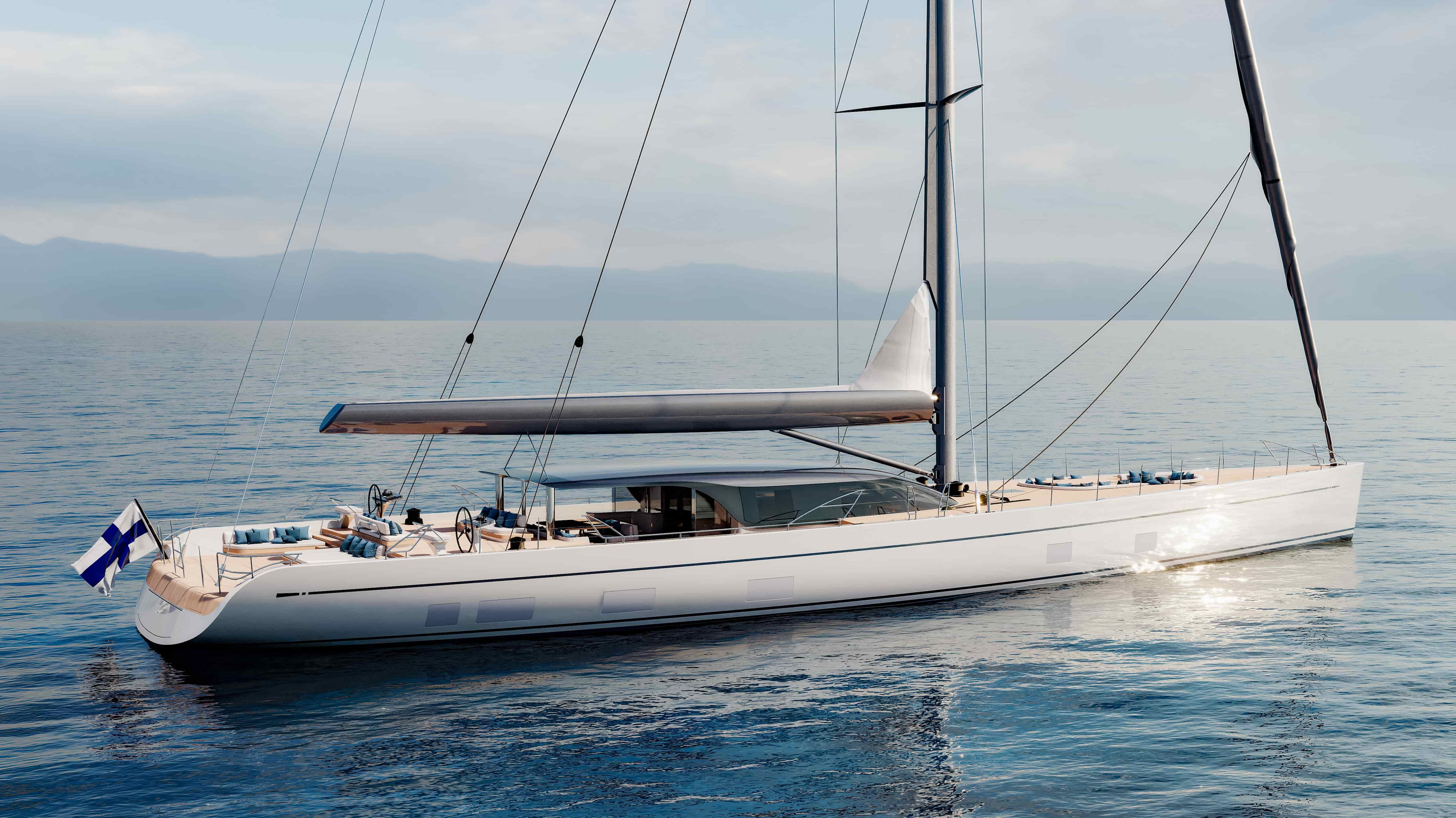 Concept image of the 44-metre Nautor Swan Alloy 44 sailing yacht underway