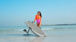 Manta Foils electric hydrofoil system being demonstrated on the water