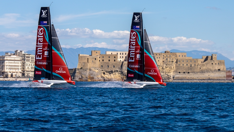 Emirates New Zealand AC40s in Naples