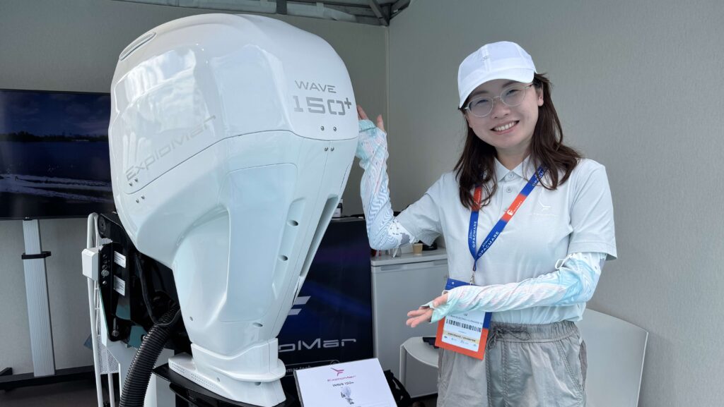 Louise Lu showcases Explomar's electric outboard at Cannes Yachting Festival