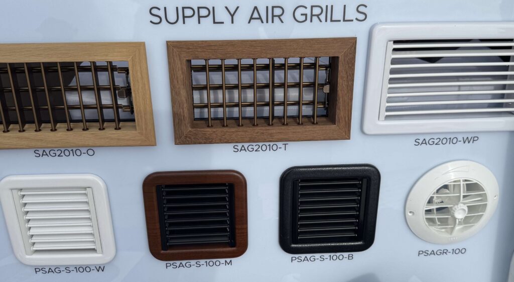 air grills for air con shown on display board