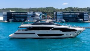 Riva 96 Argo Super yacht on the water