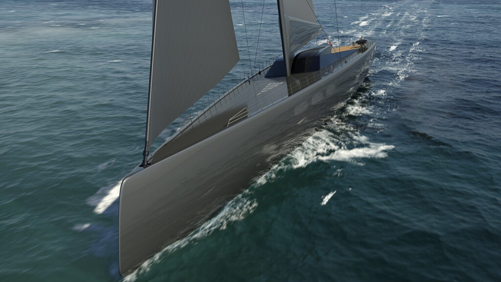 Project 410 features a single-mast sailing configuration