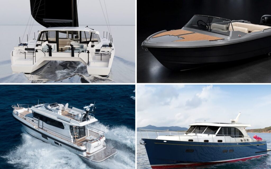 Four boats collage