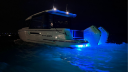 The underwater light uses a marine-grade hard-anodised aluminium housing