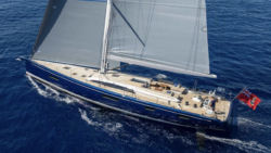 Swan 80 sailing yacht from above