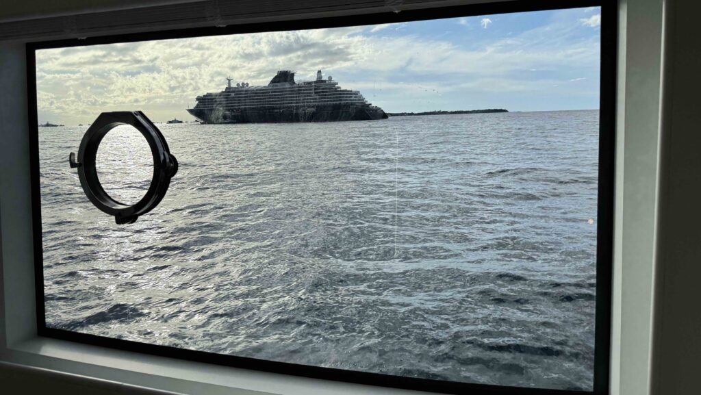 view from window onboard Arcadia A80 at Cannes
