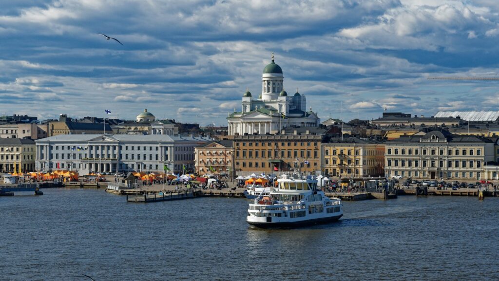 A ferry sailing from Helsinki harbour