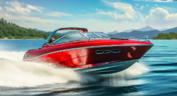 red boat on water